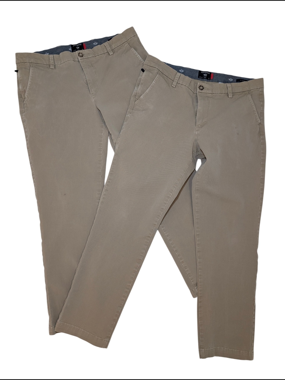 Dockers Men's 34W Khaki Straight Slim Flex Pants Light Tan BUNDLE OF 2 PAIRS